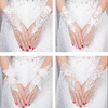 新娘结婚婚纱短款白色手套蕾丝，韩式简约漏指绑带手套秋冬季夏