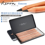 marco马可铅笔雷诺阿3000素描铅笔 3H-8B 专业绘图原木杆铅笔