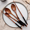 环保 创意日式便携木筷子木勺子套装饭勺咖啡勺 天然木质筷勺餐具