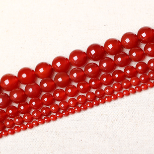 天然水晶红玛瑙散珠串珠子手链，配件饰品圆珠diy手工配件材料