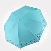 天堂伞银胶336T银丝印三折遮阳伞晴雨伞防紫外线折叠伞