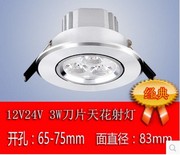 3W大功率LED天花灯筒灯车厢照明射灯橱柜珠宝走廊12V24V110V220V