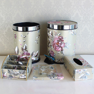 银色花欧式家用垃圾桶时尚，创意厨房卫生间垃圾桶，客厅脚踏有盖筒
