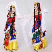 民族舞蹈服水袖藏族舞蹈演出服装，藏袍西藏舞服水袖表演服饰女