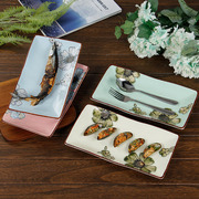 窑匠日式餐具餐盘菜盘牛排，盘西餐盘家用托盘长方形盘子陶瓷