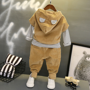 男童秋装三件套儿童宝宝卫衣，套装1-3-5岁6婴儿小孩灯芯绒衣服