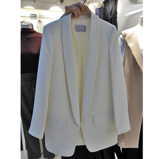 休闲白色西装女外套，中长款韩版chic黑色，职业西服长袖2024春秋