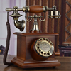 欧式美式老式旋转拨号电话机实木家用仿古固定座机无线插卡电话机