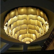 现代新中式客厅大堂宴会厅布艺羊皮纸吸顶灯会所大厅售楼处大型灯