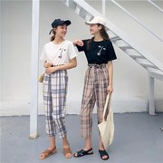 套装女夏2018女装原宿学生姐妹，闺蜜装显高时尚(高时尚)花苞裤两件套