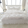 北欧纯色水洗棉床上四件套纯棉1.8m床夏季白色公主风全棉被套床单