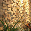 实木马赛克电视背景墙咖啡厅茶楼原木装修材料老船木背景墙玄关墙