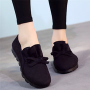 新秋季(新秋季)老北京布鞋，女鞋单鞋平底黑色工作鞋一脚蹬，妈妈大码42豆豆鞋