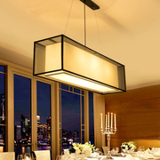 新中式餐厅吊灯现代简约led长方形客厅灯吧台，会所茶室酒店工程灯