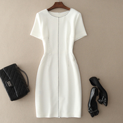 夏季气质职业通勤ol工作服，女装白色修身包臀裙短袖连衣裙