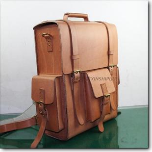 厚牛皮双肩旅行包硬皮，定型复古休闲箱包，欧美风格大容量皮包