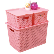 透气塑料收纳筐有盖整理盒桌面储物箱玩具杂物零食品，内衣物收纳篮