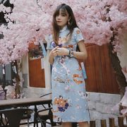 Fukcup浮夸独家设计 日式歌姬短袖中长款旗袍式连衣裙