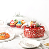 北欧蛋糕玻璃防尘罩陶瓷甜品台托盘水果家用客厅欧式西点干果摆件