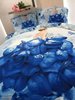 个性3d出口欧美水墨油画，纯棉被套床单床品美女四件套蓝玫瑰