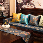 现代中式沙发垫富贵竹刺绣花坐垫红木家具椅垫罗汉床海绵垫可