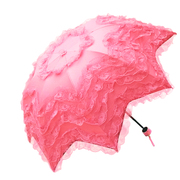 唯美太阳拱形公主伞三折叠遮阳伞防晒防紫外线黑胶晴雨多层蕾丝伞