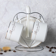 欧式陶瓷咖啡杯套装杯子简约创意咖啡杯碟勺带架子