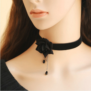 原创设计短款韩国饰品玫瑰，花朵优雅颈链女欧美锁骨项链