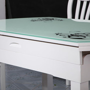 实木餐桌钢化玻璃餐桌可伸缩推拉餐桌圆桌，白色烤漆客厅家具饭桌