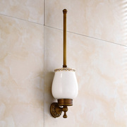 欧式厕所刷卫浴挂件全铜仿古马桶刷头套装，清洁毛刷架花陶瓷马桶杯