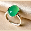 妈妈复古925纯银绿玉髓首饰时尚气质开口食指绿色时尚宝石戒指女