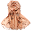 韩版蝴蝶刺绣围巾，秋冬女士百搭纯色长款双层蕾丝，雪纺丝巾披肩