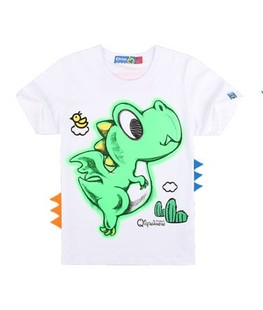 齐齐蛙半袖夏装儿童男女童甜心鸭子卡通纯棉恐龙圆领短袖T袖0657