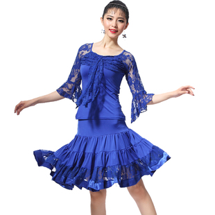 拉丁舞裙成人女式拉丁舞服装夏季广场舞，服装套装中袖舞蹈