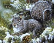 diy油画数字油彩画抽象动物，手绘客厅装饰画，gx7549松树上的松鼠