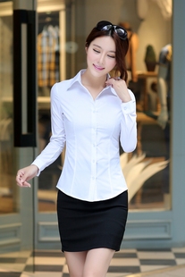 职业女衬衫白色长袖工作服百搭学生韩版大码宽松打底衫短袖衬衣OL