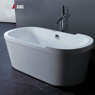 美康卫浴独立式亚克力浴缸1.5~1.8m家用气泡欧式椭圆浴缸含下水器