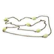 Bossoir女式长款衬衣毛衣项链手工制造黄色珍珠釉梭型陶瓷珠铁链