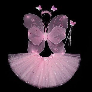 圣诞节小女孩背饰天使蝴蝶翅膀，女童魔法棒儿童奇妙仙子表演出服装