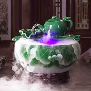 中式风水轮陶瓷鱼缸流水喷泉，摆件客厅家居，桌面家用招财创意加湿器