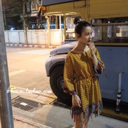 Thailand#handmade泰国手工面料产地印度旅行裙连衣裙短裙黄色花