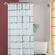 免打孔弧形浴帘杆套装浴室浴帘布l型不锈钢伸缩杆卫生间淋浴房