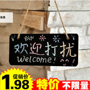 韩版风格可挂式小黑板迷你店铺标记板创意挂门牌手写黑板情调黑板