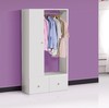 现代环保木质衣柜简易挂衣橱开放式衣架成人儿童衣柜单门白色简约