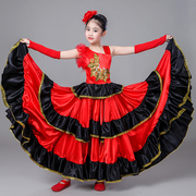 儿童女童西班牙斗牛舞蹈大摆裙开场舞演出服装，舞台伴舞连衣裙