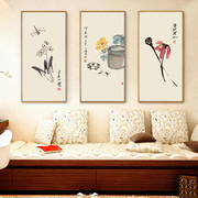 齐白石中国风室内组合时尚客厅荷花装饰画新中式床头有框挂画壁画