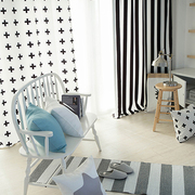 个性简约现代窗帘条纹韩式北欧风格遮光布客厅(布，客厅)卧室隔断飘布帘定制
