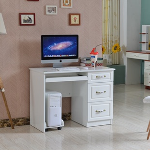 欧式田园白色烤漆电脑桌办公桌，家用简约台式书桌写字台学习桌