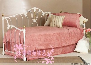 yS038欧式铁艺沙发床坐卧两用沙发抽拉铁艺单人床客厅书房午休