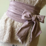 4色选 柔粉紫麂皮绒腰封 双圈侧插口卡口 甜美 厚度适中 垂坠顺滑
